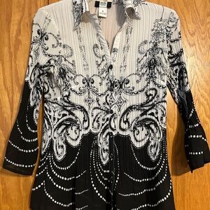 Black and white designed shirt.